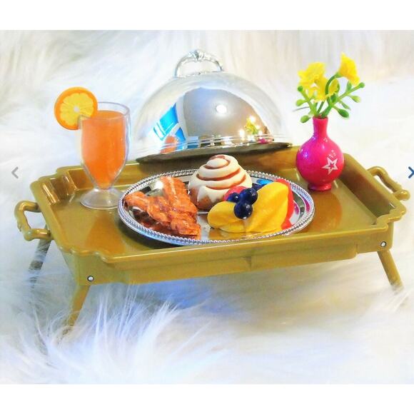 American Girl Grand Hotel ROOM SERVICE TRAY SET Bed Breakfast Food Accessories
